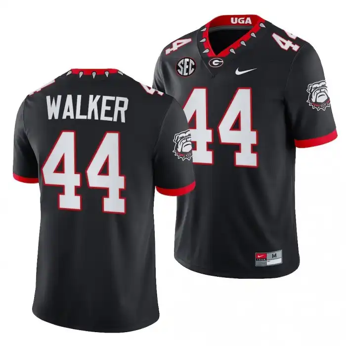 Men's Georgia Bulldogs #44 Travon Walker Block Number Font 100th Anniversary College Black Football Jersey 2410HGPN5