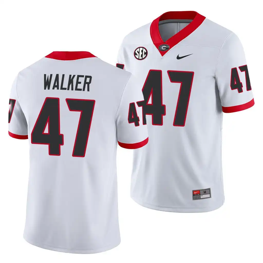 Men's Georgia Bulldogs #47 Payne Walker White Game College Away Football Jersey 2410GWDO2