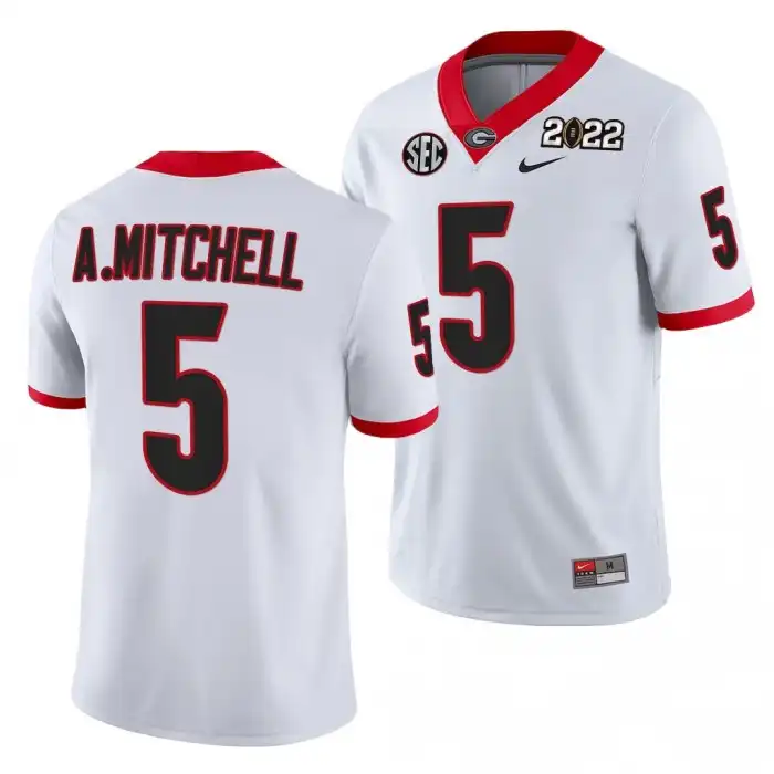 Men's Georgia Bulldogs #5 Adonai Mitchell 2021 National Champions College CFP White Football Jersey 2410ADEY1