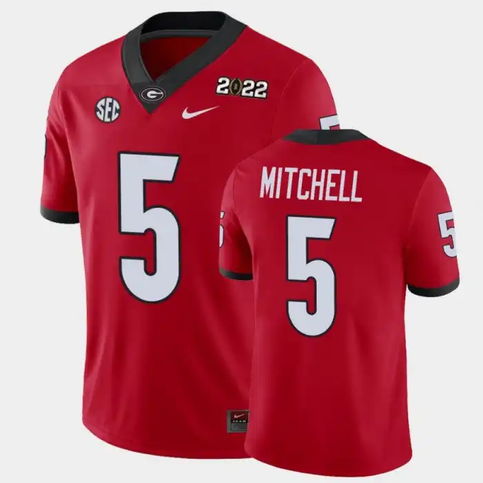 Men's Georgia Bulldogs #5 Adonai Mitchell 2021 National Champions Red College Game Football Jersey 2410QARM7