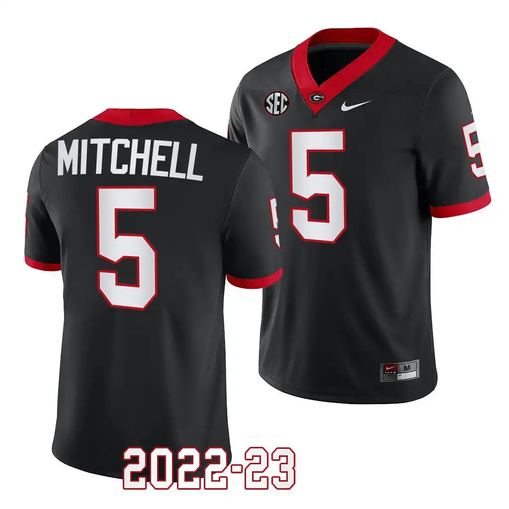 Men's Georgia Bulldogs #5 Adonai Mitchell 2022-23 Alternate College Black Football Jersey 2410AQRT4