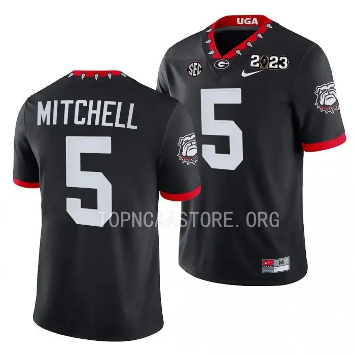 Men's Georgia Bulldogs #5 Adonai Mitchell 2023 National Championship Playoff College Black Football Jersey 2410BXDL8