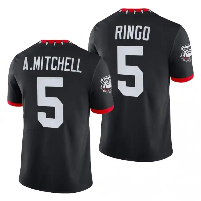 Men's Georgia Bulldogs #5 Adonai Mitchell 3-Times National Champions Black College CFP Alternate Football Jersey 2410IBQU0