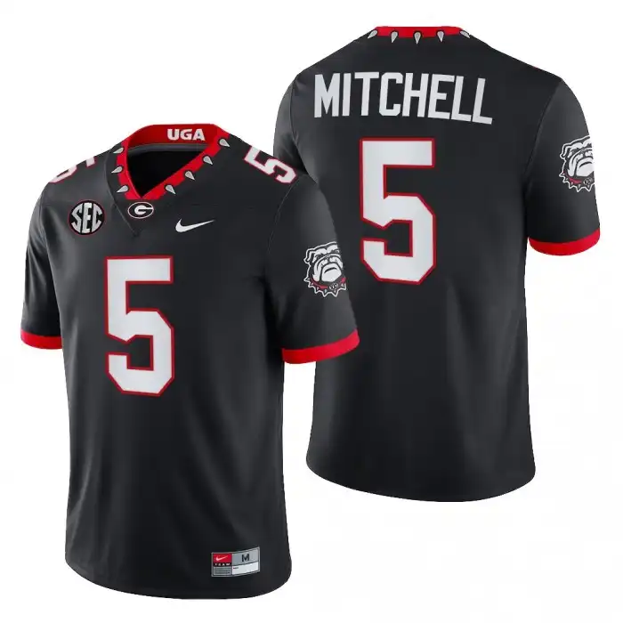 Men's Georgia Bulldogs #5 Adonai Mitchell Block Number Font 2022 Chick-fil-A College Black Football Jersey 2410NUBZ6