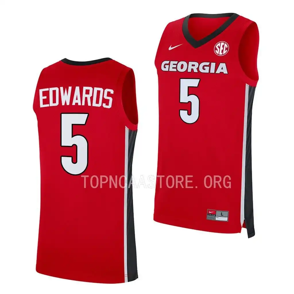 Men's Georgia Bulldogs #5 Anthony Edwards Red Alumni College Replica Basketball Jersey 2410MNFX5