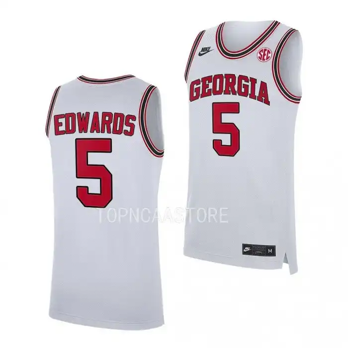 Men's Georgia Bulldogs #5 Anthony Edwards White Replica College Alumni Basketball Jersey 2410ATMA0