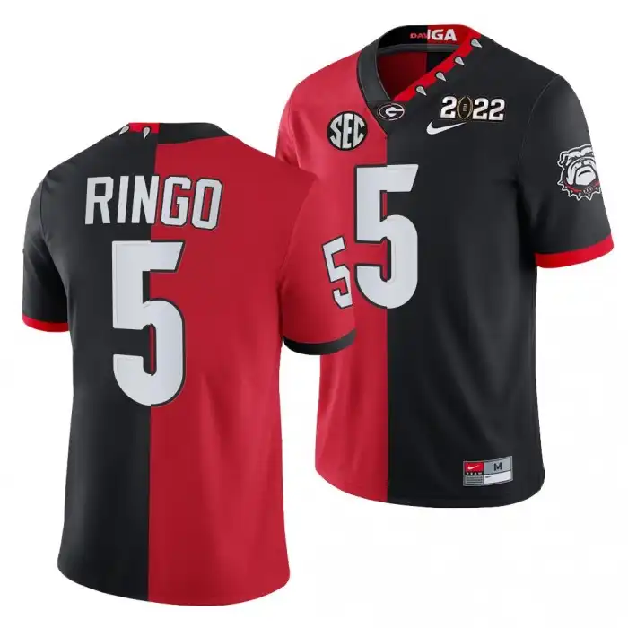 Men's Georgia Bulldogs #5 Kelee Ringo 2021 National Champions Black College CFP Red Football Jersey 2410DPDV7