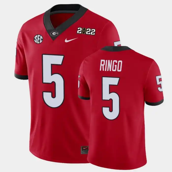 Men's Georgia Bulldogs #5 Kelee Ringo 2021 National Champions Red College Game Football Jersey 2410UWCZ5