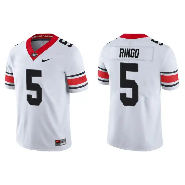 Men's Georgia Bulldogs #5 Kelee Ringo Alternate White College Game Football Jersey 2410PDOU1