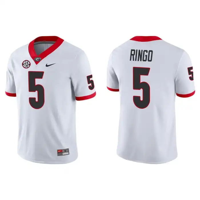 Men's Georgia Bulldogs #5 Kelee Ringo Game College White Football Jersey 2410MXUW4