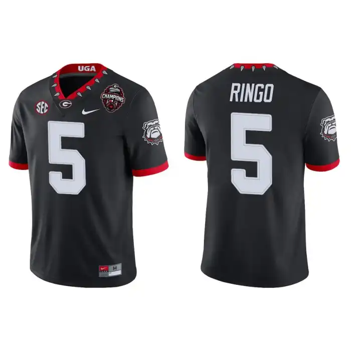 Men's Georgia Bulldogs #5 Kelee Ringo Playoff Game College 2022 National Champions Black Football Jersey 2410TQJS6