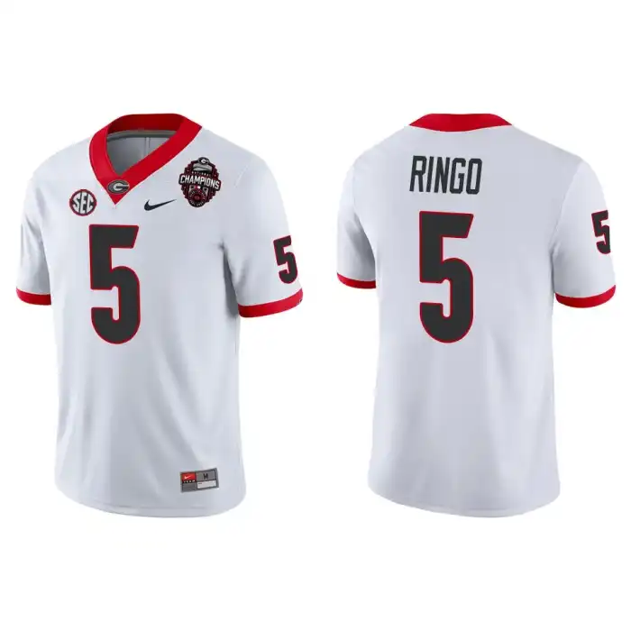 Men's Georgia Bulldogs #5 Kelee Ringo Playoff Game College 2022 National Champions White Football Jersey 2410JFZI1