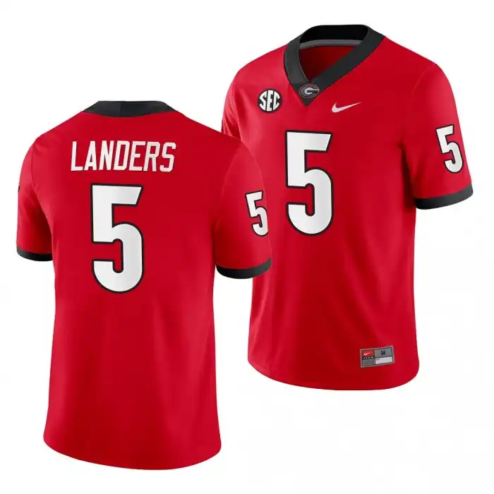 Men's Georgia Bulldogs #5 Matthew Landers Red Game College Home Football Jersey 2410HXTG3