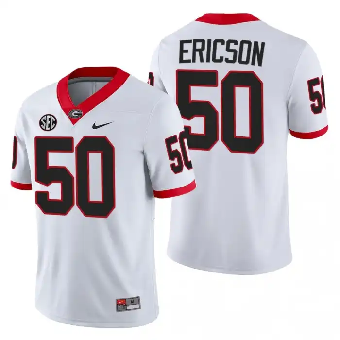 Men's Georgia Bulldogs #50 Warren Ericson Block Number Font 2022 College White Football Jersey 2410PLDD5