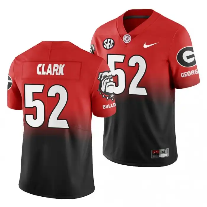 Men's Georgia Bulldogs #52 Tyler Clark Gradient Red College 2019 Color Crash Black Football Jersey 2410GEPA2