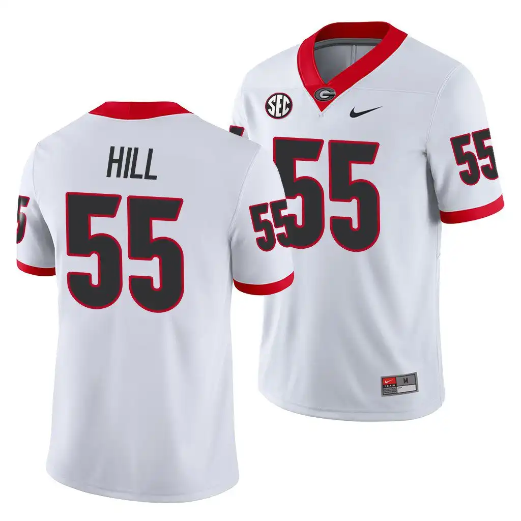 Men's Georgia Bulldogs #55 Trey Hill White Game College Away Football Jersey 2410AKOY5