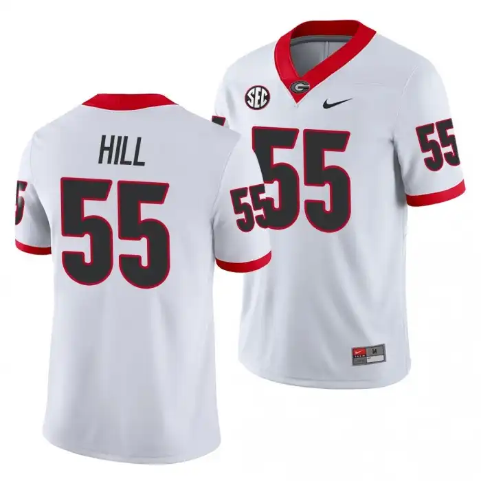 Men's Georgia Bulldogs #55 Trey Hill White Game College Away Football Jersey 2410PAOB8