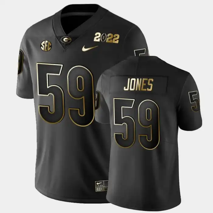 Men's Georgia Bulldogs #59 Broderick Jones 2021 National Champions College Golden Black Football Jersey 2410XQTV7