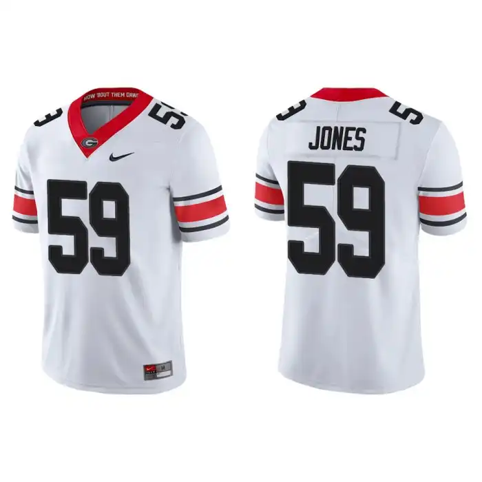 Men's Georgia Bulldogs #59 Broderick Jones Alternate White College Game Football Jersey 2410OFOW4