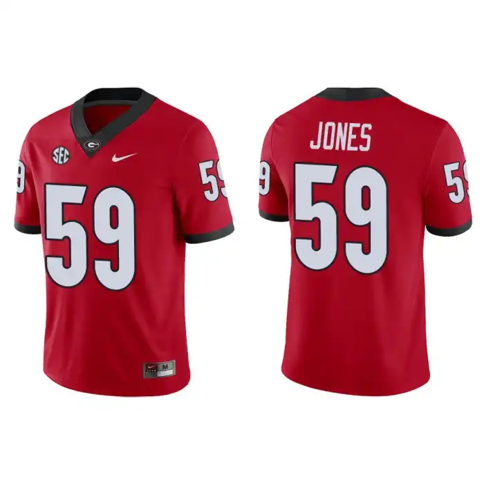 Men's Georgia Bulldogs #59 Broderick Jones Game College Red Football Jersey 2410DSGA5