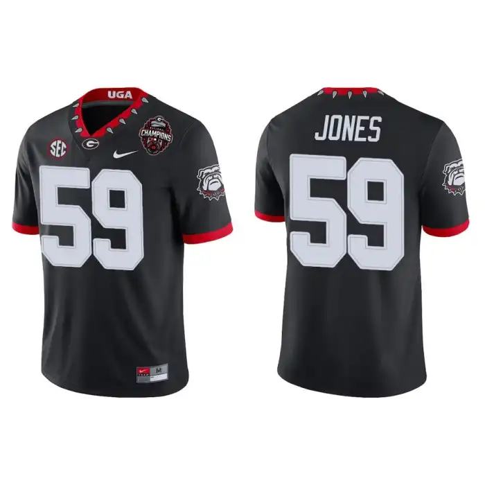 Men's Georgia Bulldogs #59 Broderick Jones Playoff Game College 2022 National Champions Black Football Jersey 2410PGTF7