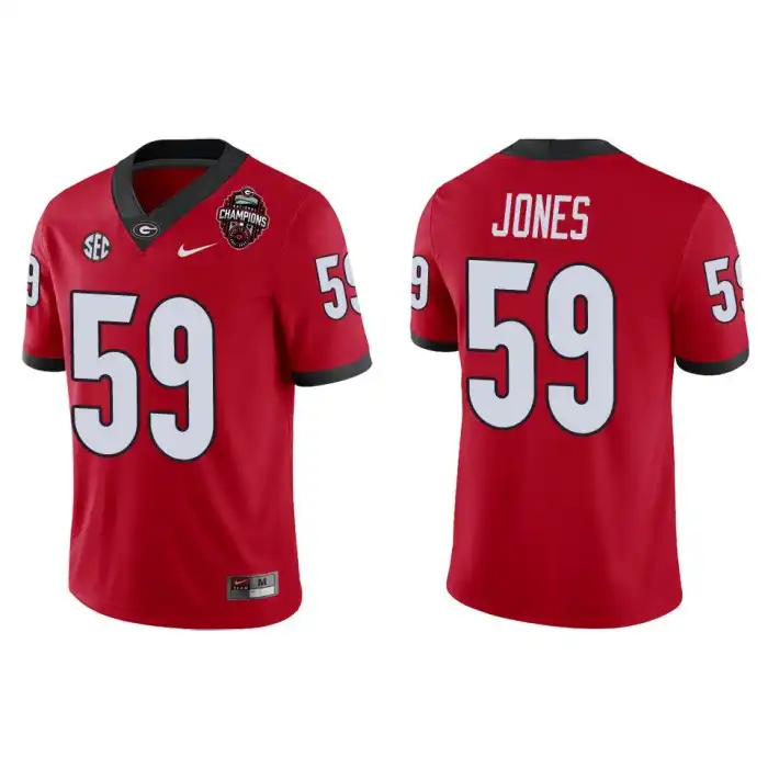 Men's Georgia Bulldogs #59 Broderick Jones Playoff Game College 2022 National Champions Red Football Jersey 2410PRYH7