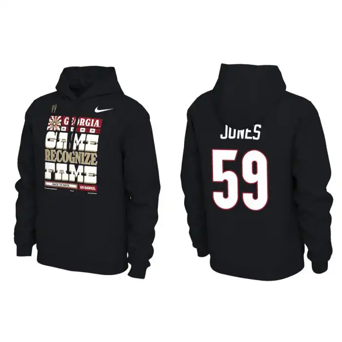 Men's Georgia Bulldogs #59 Broderick Jones Playoff Locker Room Black College 2022 National Champions Pullover Football Hoodie 2410DOSH6