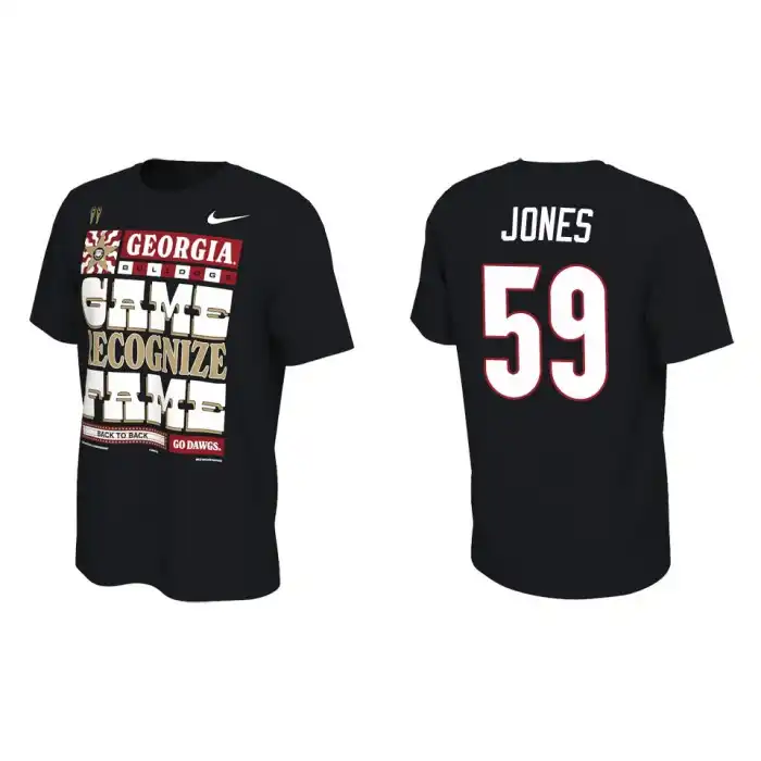 Men's Georgia Bulldogs #59 Broderick Jones Playoff Locker Room College 2022 National Champions Black Football T-Shirt 2410GZOM2