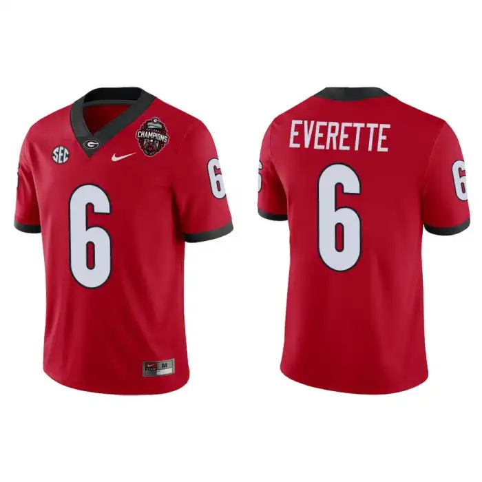 Men's Georgia Bulldogs #6 Daylen Everette Playoff Game College 2022 National Champions Red Football Jersey 2410ORAN2