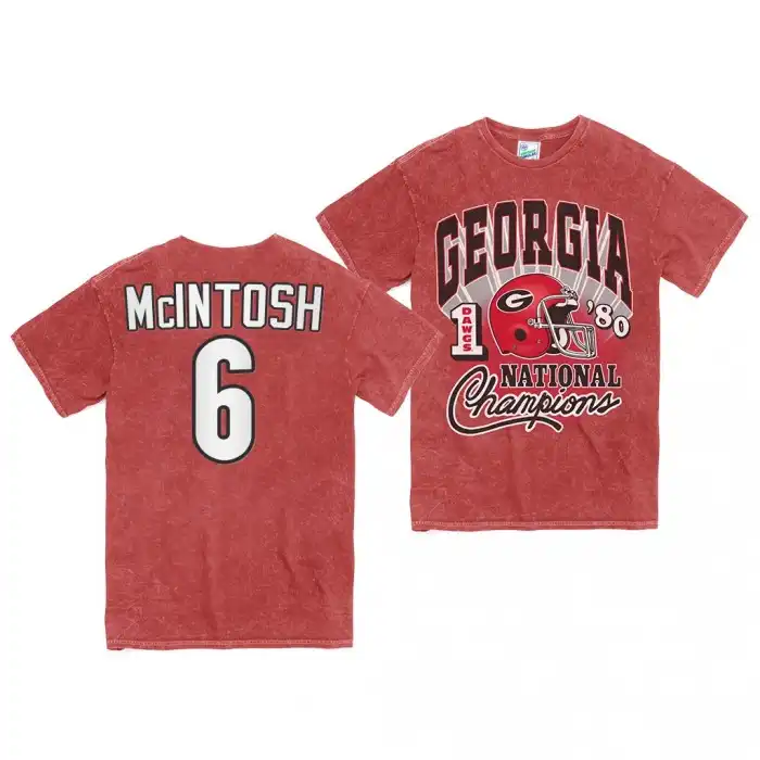 Men's Georgia Bulldogs #6 Kenny McIntosh 1980 National Champs Rocker Vintage Tubular College Red Football T-Shirt 2410DWPM6