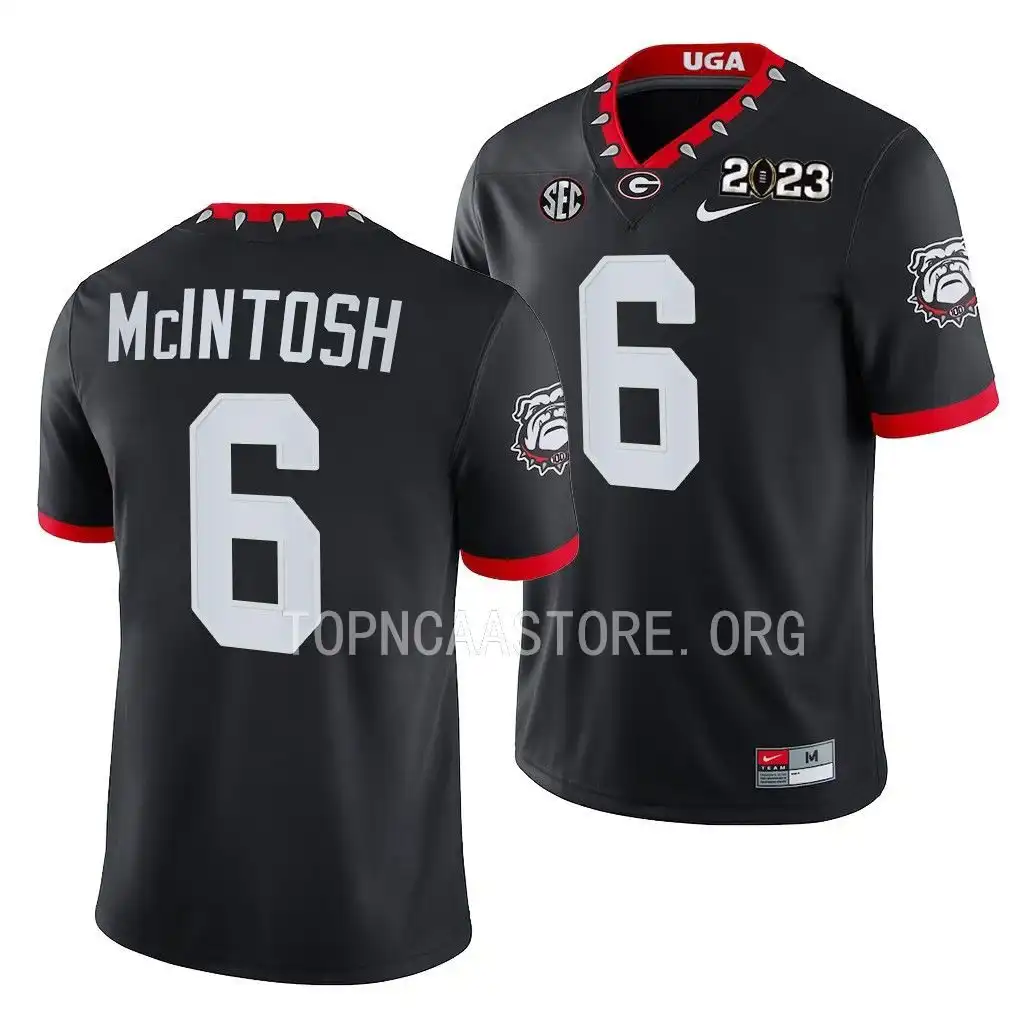 Men's Georgia Bulldogs #6 Kenny McIntosh 2023 National Championship Playoff College Black Football Jersey 2410EMAS5