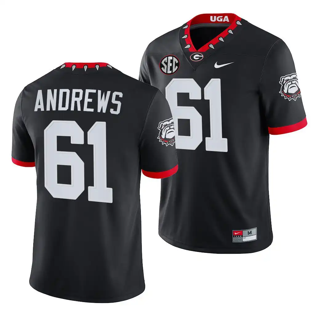 Men's Georgia Bulldogs #61 David Andrews Black Mascot NFL College 100th Anniversary Alumni Football Jersey 2410OLCU2