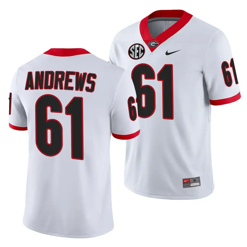 Men's Georgia Bulldogs #61 David Andrews White Alumni College NFL Football Jersey 2410WDPB5