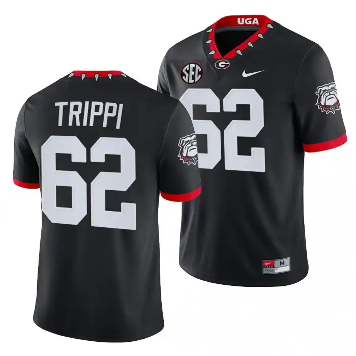 Men's Georgia Bulldogs #62 Charley Trippi Mascot NFL Black College 100th Anniversary Alumni Football Jersey 2410NOTA3