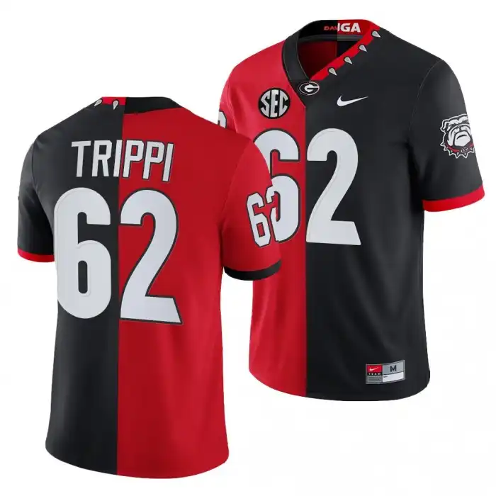 Men's Georgia Bulldogs #62 Charley Trippi Split Edition NFL Red College 100th Season Alumni Black Football Jersey 2410RRIF2