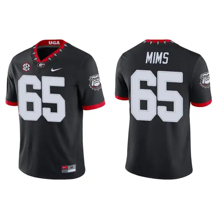 Men's Georgia Bulldogs #65 Amarius Mims Alternate Black College Game Football Jersey 2410VBLW7