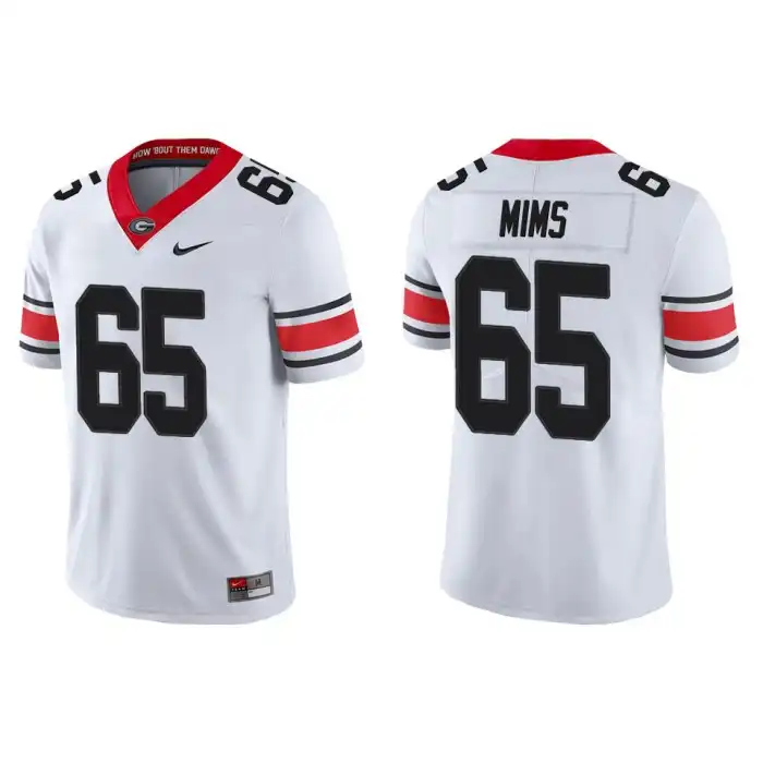 Men's Georgia Bulldogs #65 Amarius Mims Alternate White College Game Football Jersey 2410JKUR6