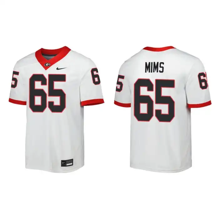 Men's Georgia Bulldogs #65 Amarius Mims Away White College Game Football Jersey 2410HPRL8