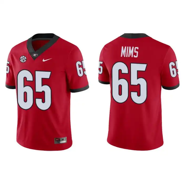 Men's Georgia Bulldogs #65 Amarius Mims Game College Red Football Jersey 2410EGAQ2