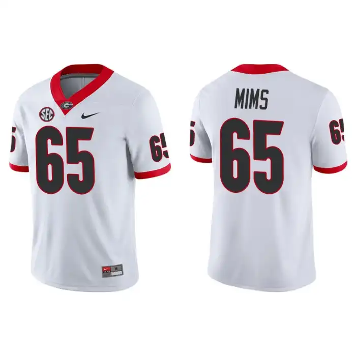 Men's Georgia Bulldogs #65 Amarius Mims Game College White Football Jersey 2410HISB6