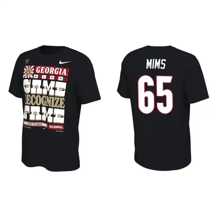 Men's Georgia Bulldogs #65 Amarius Mims Playoff Locker Room College 2022 National Champions Black Football T-Shirt 2410LKHV8