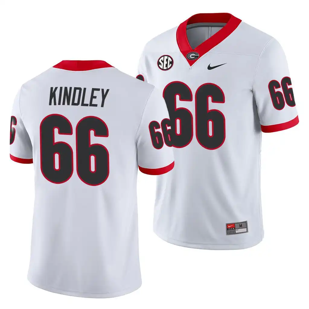 Men's Georgia Bulldogs #66 Solomon Kindley White Game College Away Football Jersey 2410SYYG8