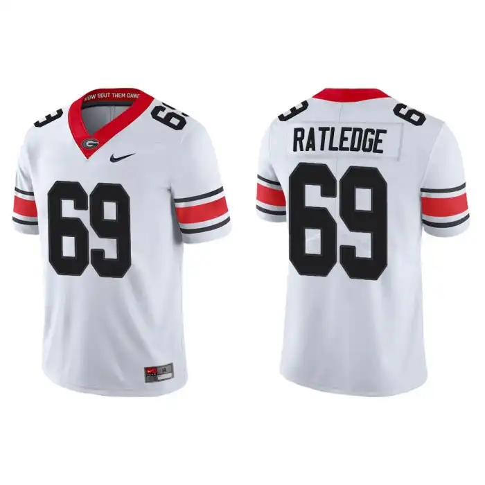 Men's Georgia Bulldogs #69 Tate Ratledge Alternate White College Game Football Jersey 2410RUIQ1