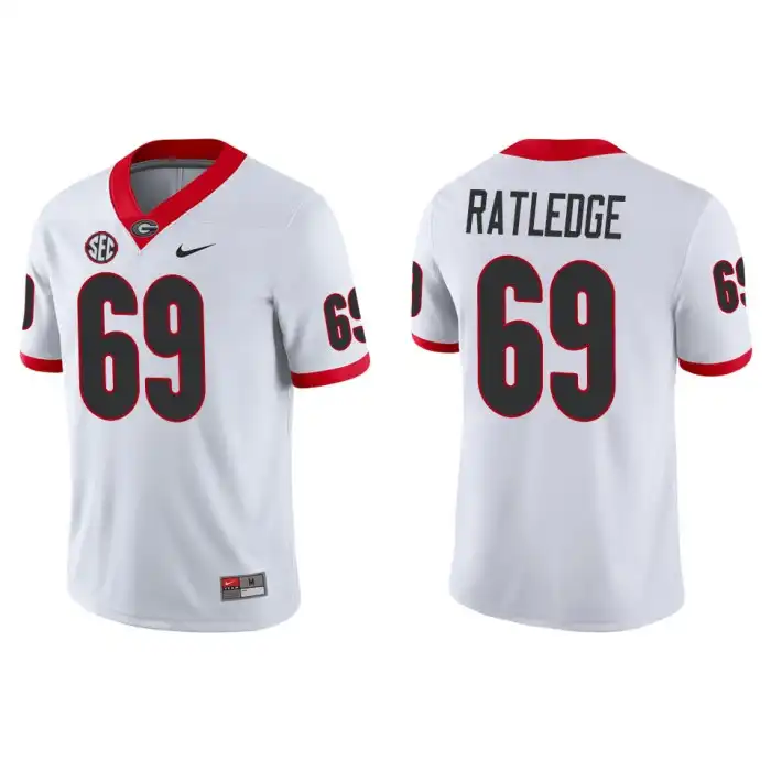 Men's Georgia Bulldogs #69 Tate Ratledge Game College White Football Jersey 2410HZRZ4