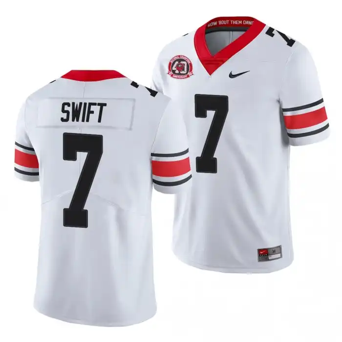 Men's Georgia Bulldogs #7 D'Andre Swift 40th Anniversary White College Alternate Football Jersey 2410NRRC4