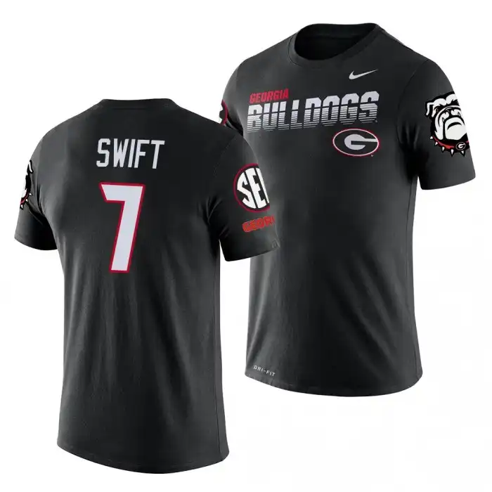 Men's Georgia Bulldogs #7 D'Andre Swift Black Facility Performance College Football T-Shirt 2410LUBQ7