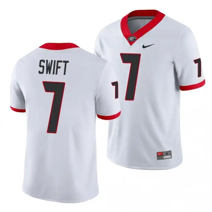 Men's Georgia Bulldogs #7 D'Andre Swift Game College White Football Jersey 2410OHLP4