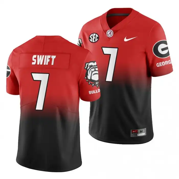 Men's Georgia Bulldogs #7 D'Andre Swift Gradient Red College 2019 Color Crash Black Football Jersey 2410HPJA3