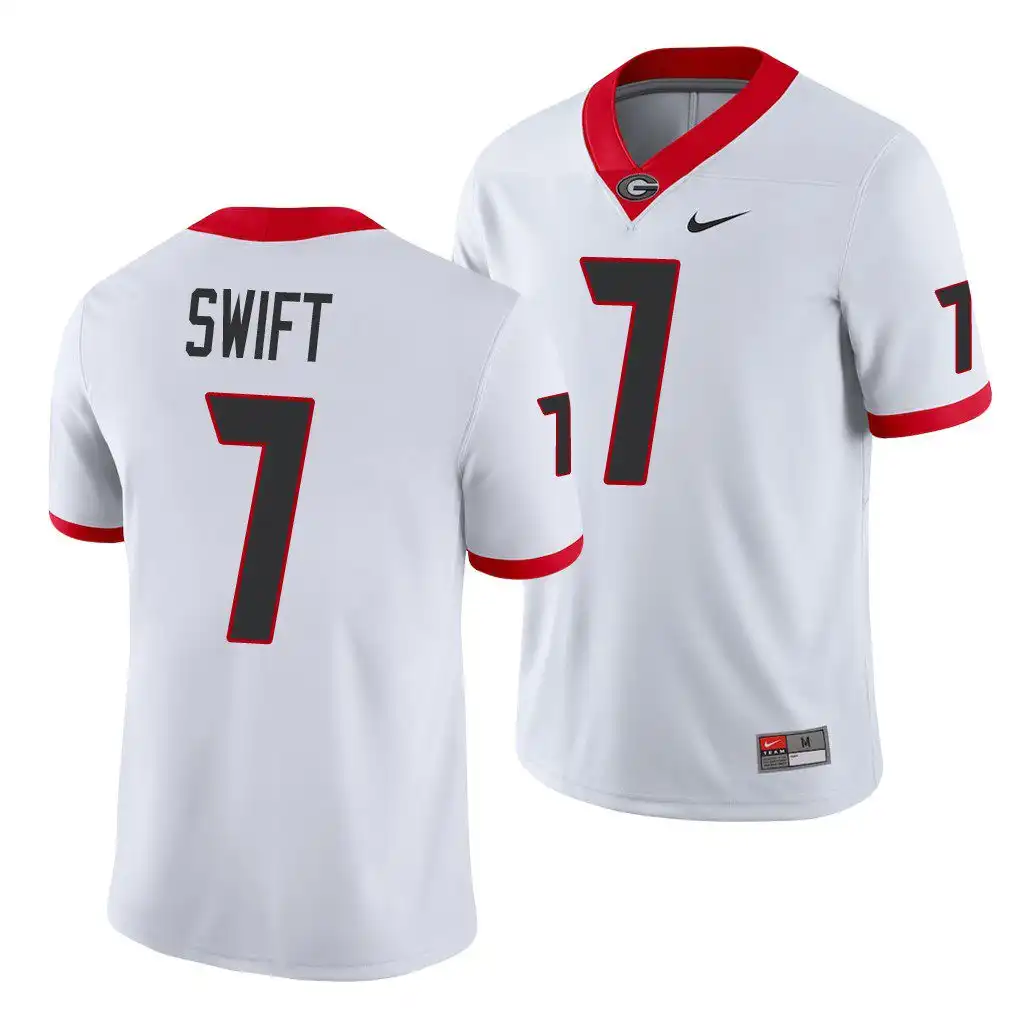 Men's Georgia Bulldogs #7 D'Andre Swift White College Game Football Jersey 2410NQWB7