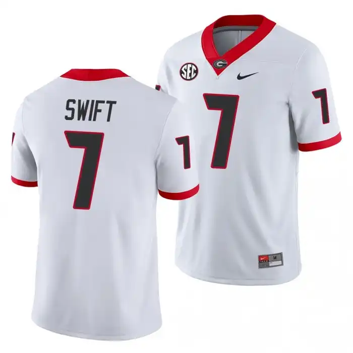 Men's Georgia Bulldogs #7 D'Andre Swift White Game College Away Football Jersey 2410CDDI1